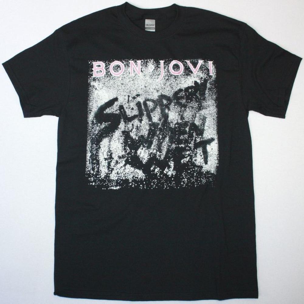 Bon Jovi Slippery When Wet New Black T Shirt